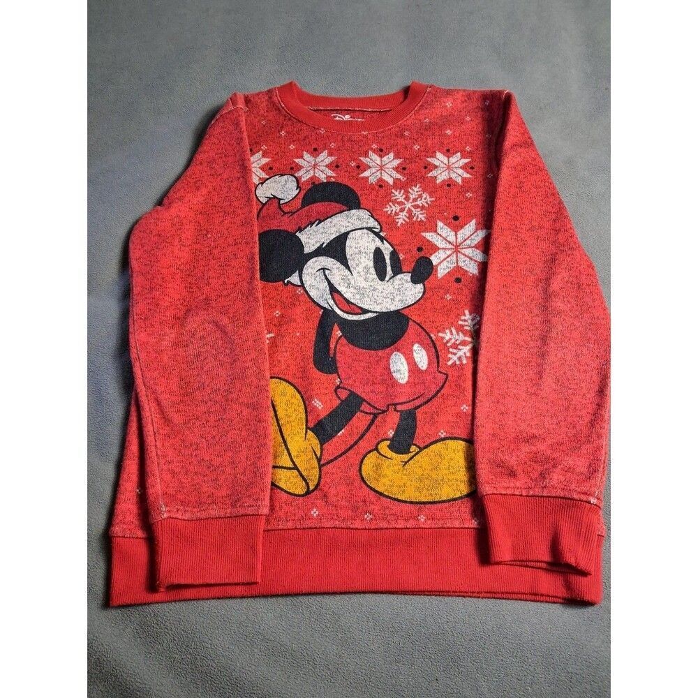 Disney Mickey Mouse Kids Red Sweatshirt Holiday Graphic